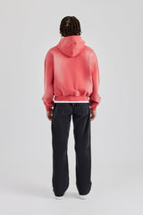 Washed Pocket Boxy Hoodie - Red