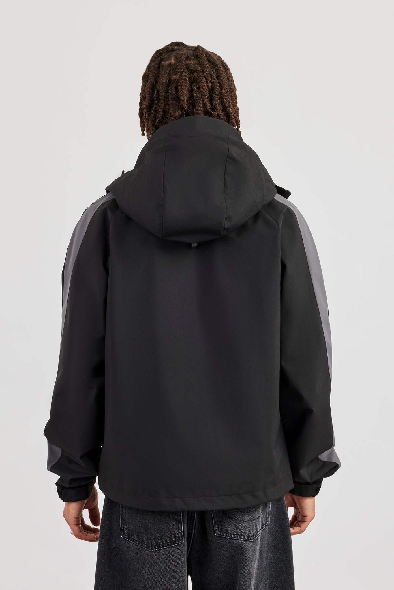 Nylon Track Jacket With Panels - Black