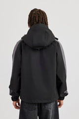 Nylon Track Jacket With Panels - Black