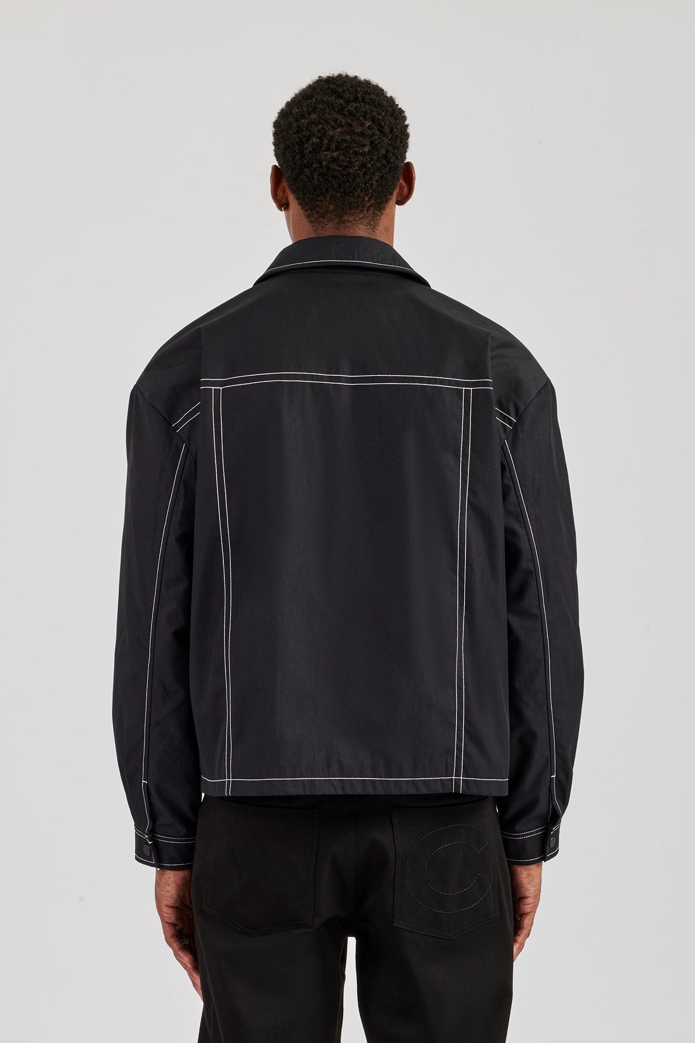 Contrast Stitch Utility Jacket - Black