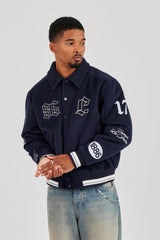Varsity Badge Harrington Bomber - Navy