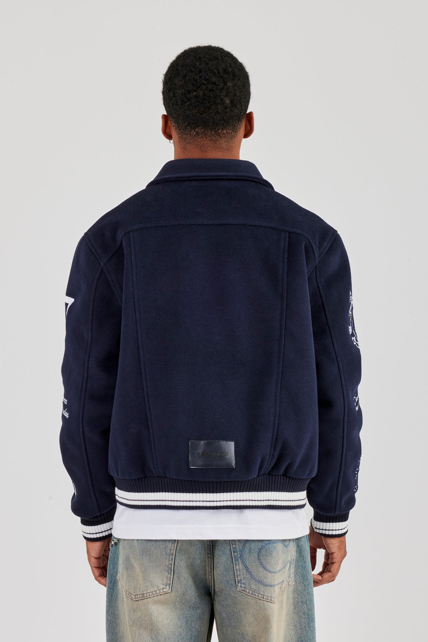 Varsity Badge Harrington Bomber - Navy