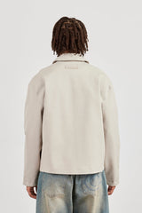 Twill Pocket Detail Harrington Jacket - Stone