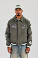 Varsity Badge Harrington Bomber - Grey