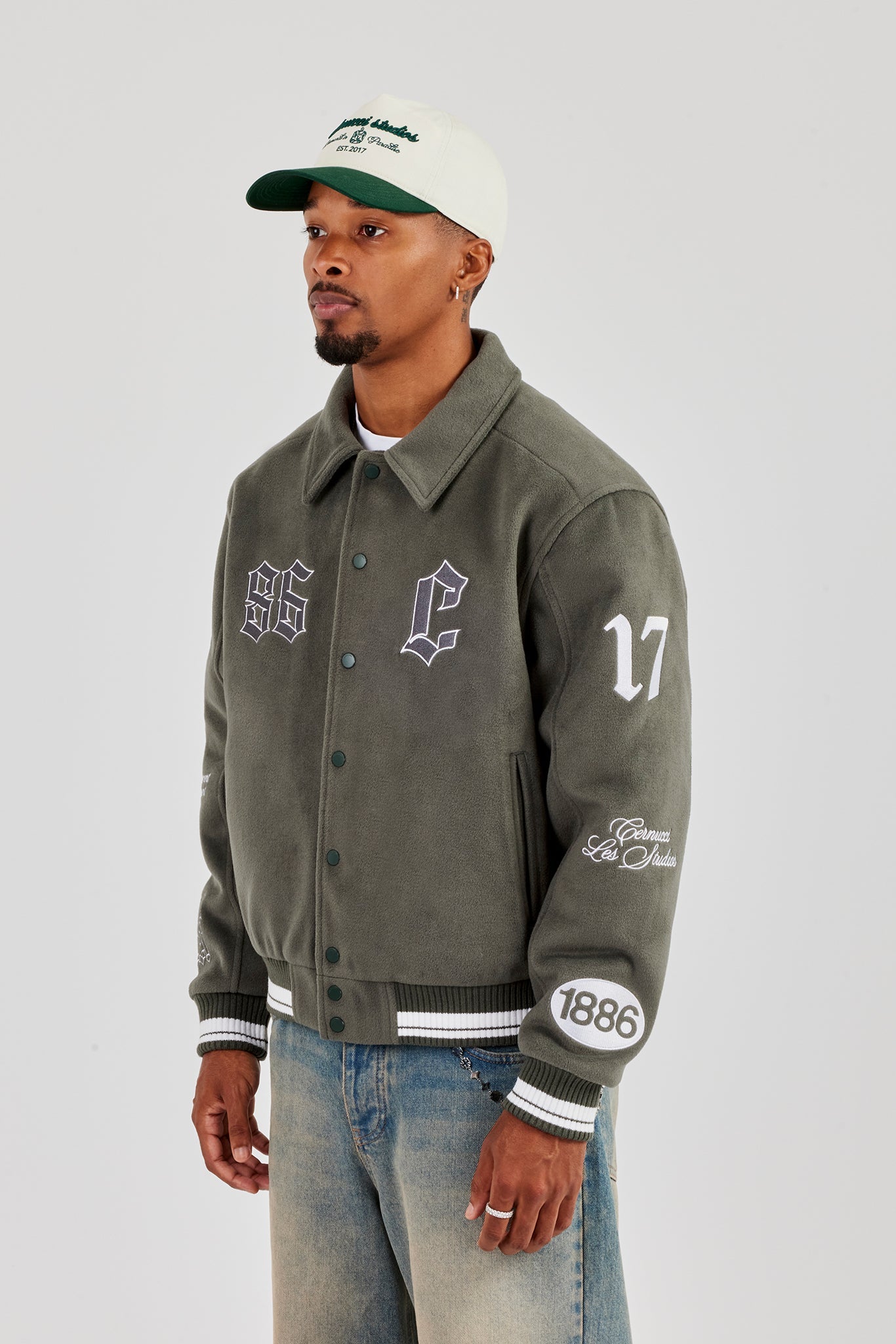 Varsity Badge Harrington Bomber - Grey