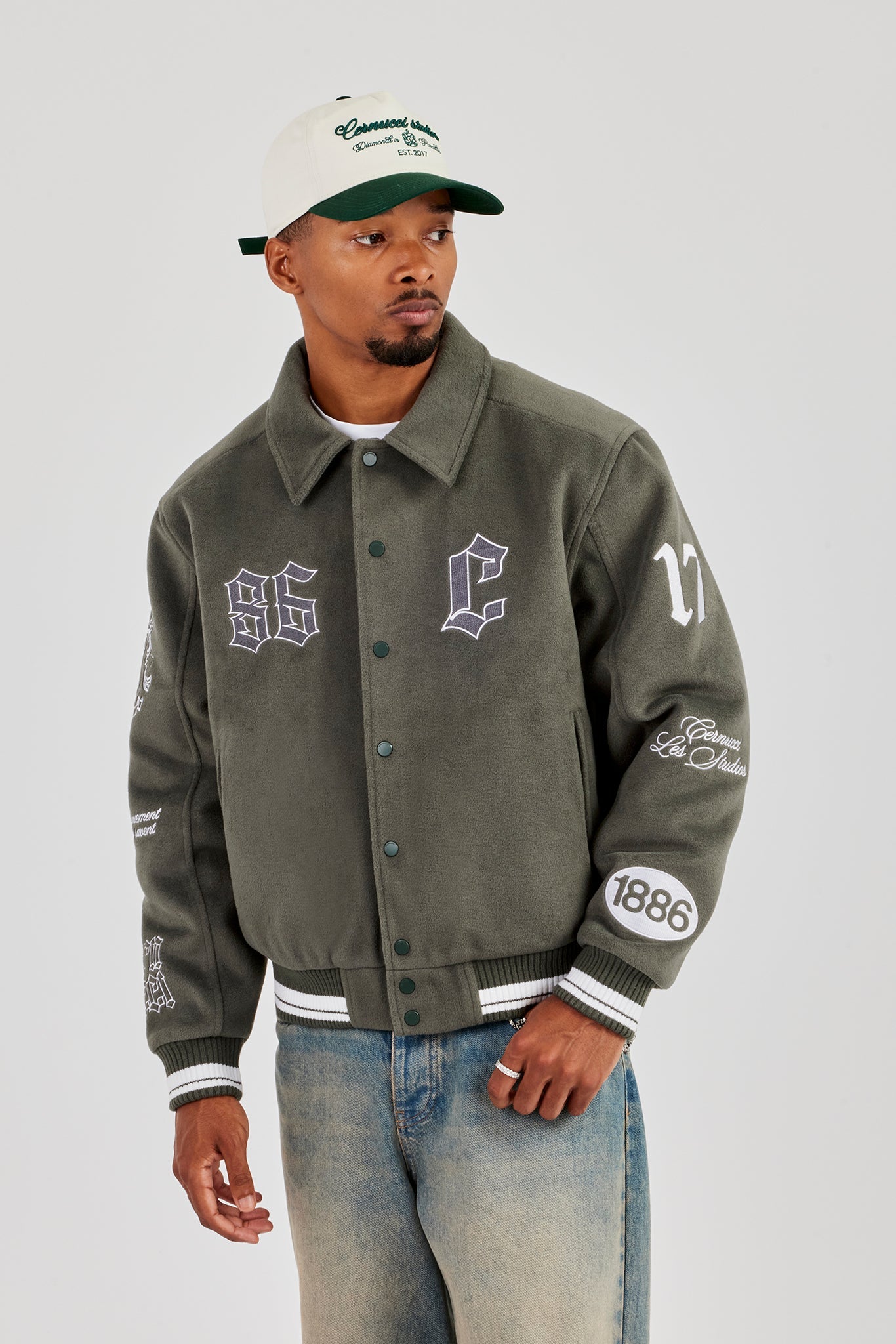 Varsity Badge Harrington Bomber - Grey