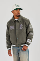 Varsity Badge Harrington Bomber - Grey