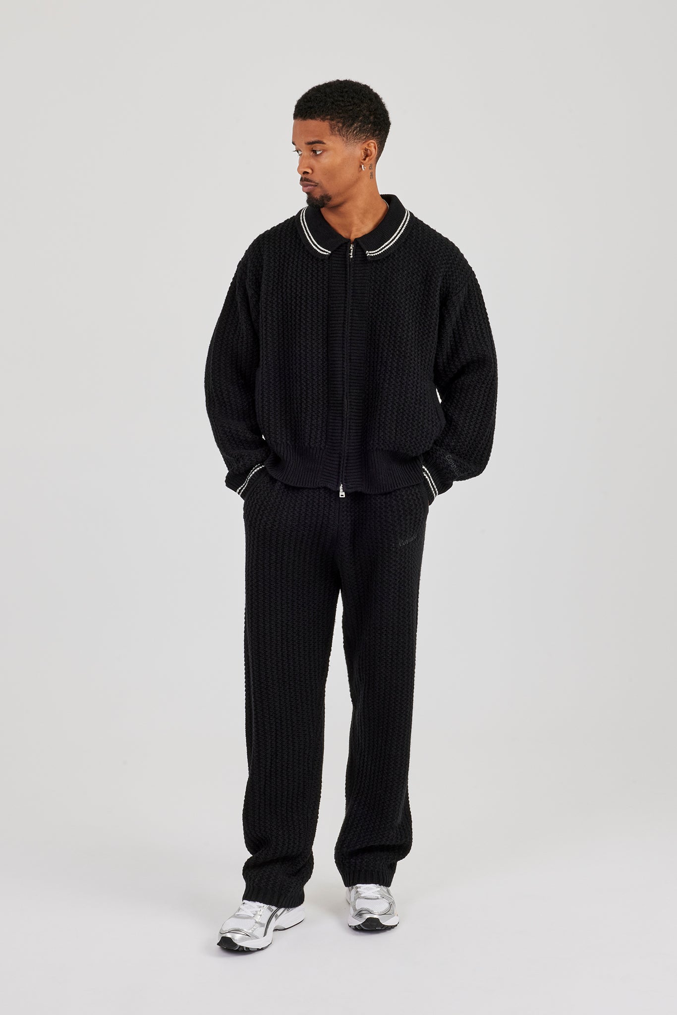 Knitted Harrington & Jogger - Black