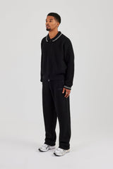 Knitted Harrington & Jogger - Black