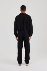 Knitted Harrington & Jogger - Black