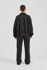 Funnel Neck Taping Jacket & Wide Leg Jogger - Black