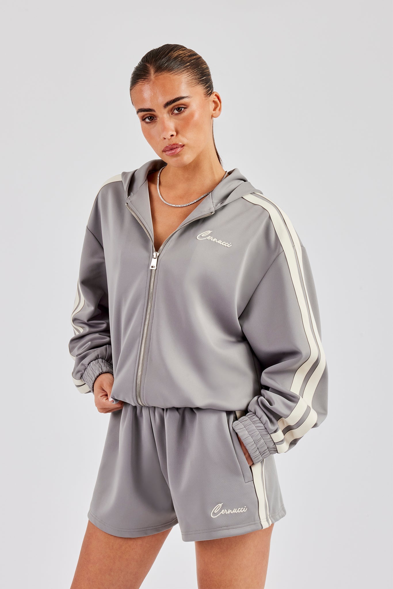 Taping Hooded Jacket - Grey