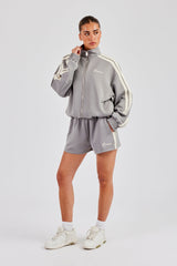 Funnel Neck Taping Jacket & Shorts - Grey