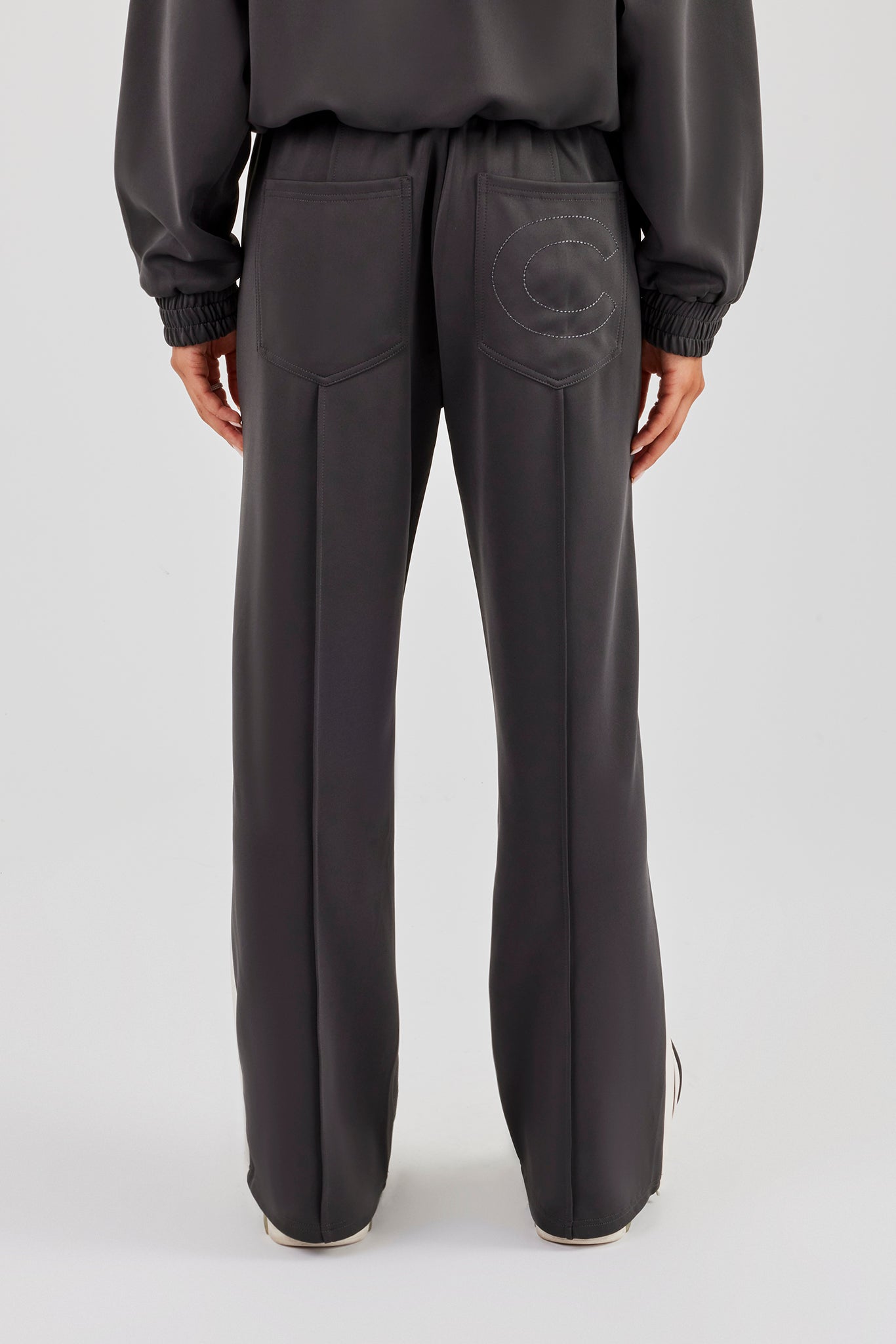 Taping Wide Leg Track Pant - Charcoal