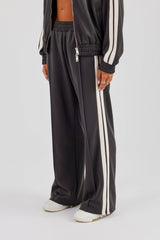 Taping Wide Leg Track Pant - Charcoal