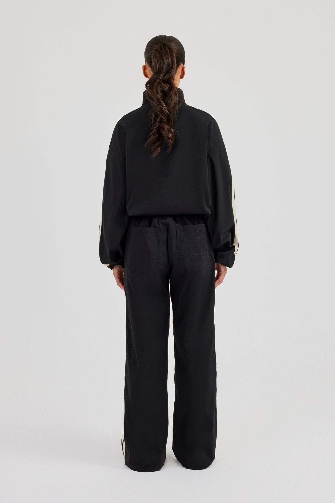 Nylon Taping Track Jacket & Bottoms - Black