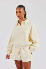 Washed Polo Sweatshirt & Short - Butter Yellow