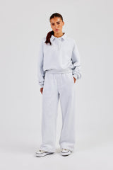 Polo Sweatshirt & Wide Leg Jogger - Heather Grey