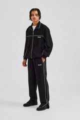 Piping Split Hem Trouser - Black