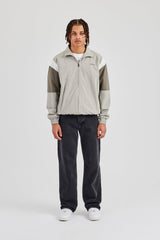 Nylon Colour Block Zip Through Jacket - Grey