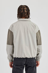 Nylon Colour Block Zip Through Jacket - Grey