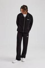 Raglan Embroidered Track Jacket - Black