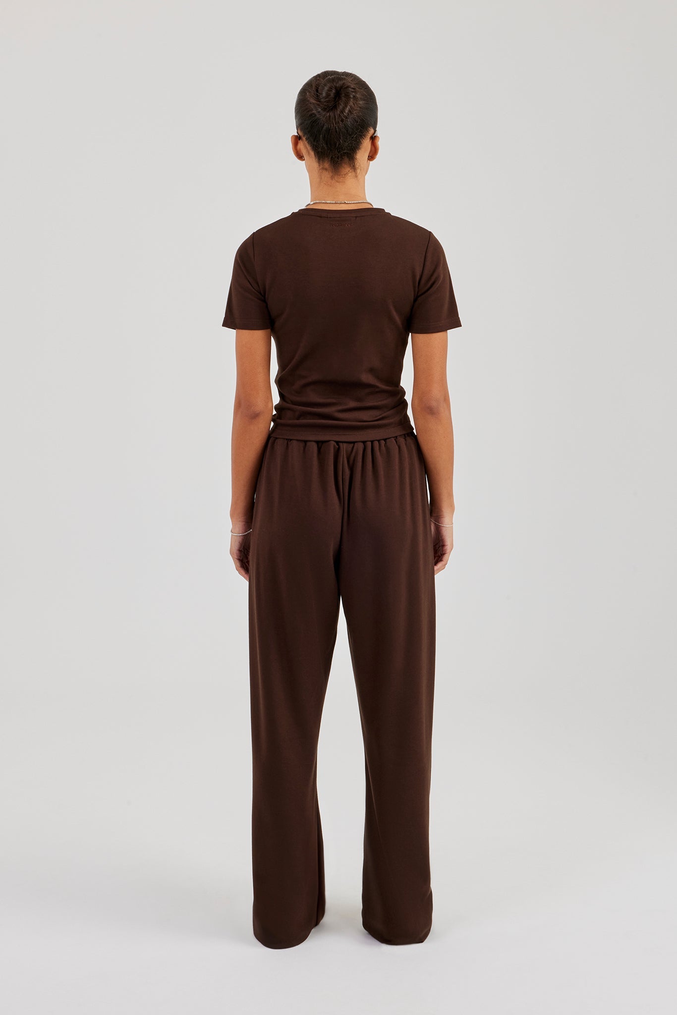 Soft Touch Short Sleeve Top & Trouser - Chocolate