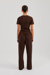 Soft Touch Short Sleeve Top & Trouser - Chocolate