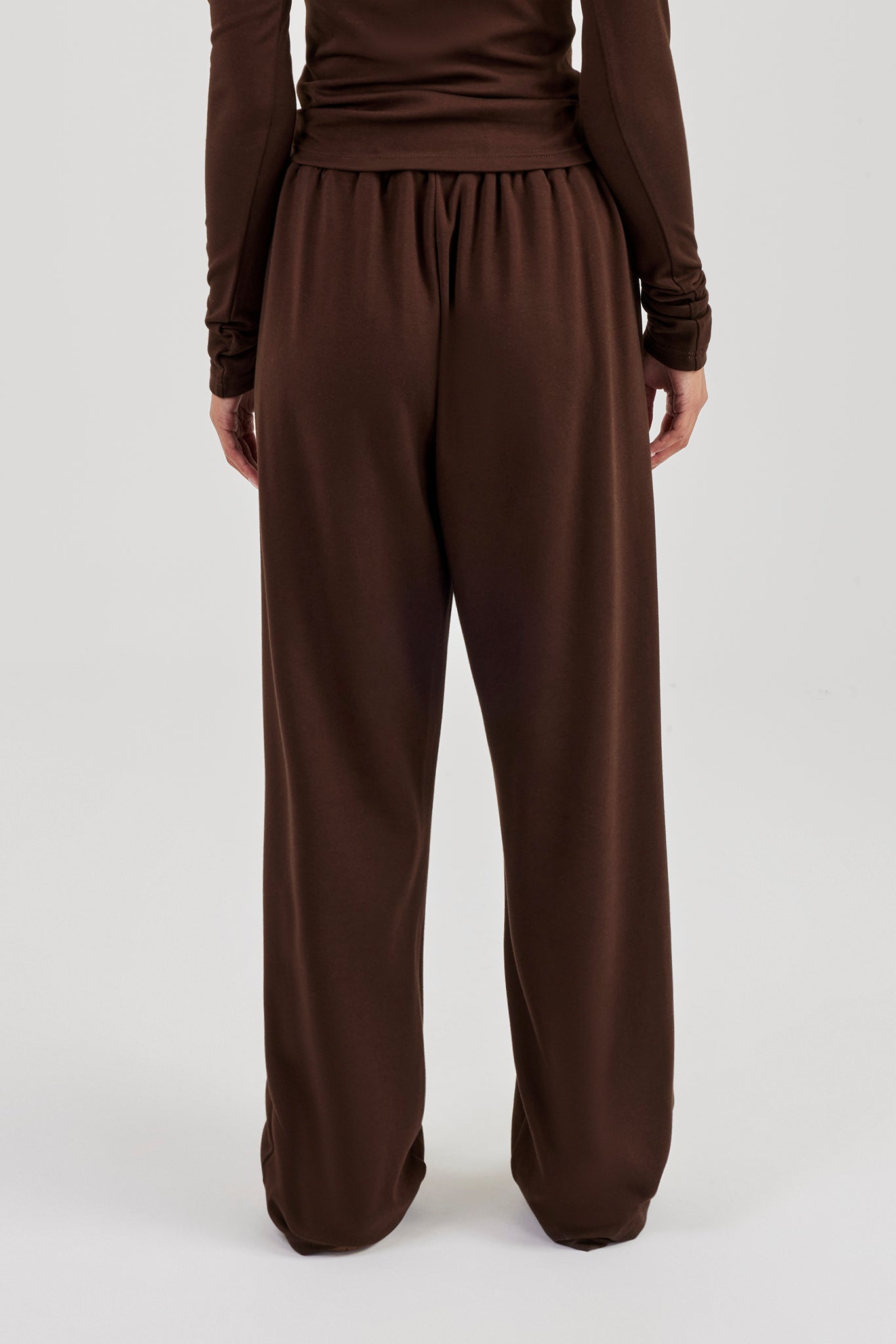 Soft Touch Button Detail Trouser - Chocolate