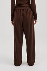 Soft Touch Button Detail Trouser - Chocolate