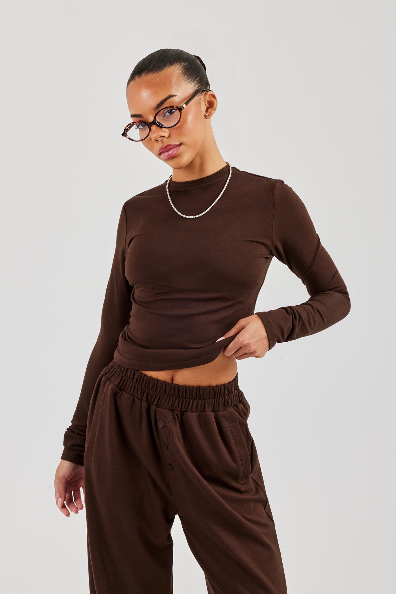 Soft Touch Long Sleeve Top - Chocolate