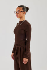 Soft Touch Long Sleeve Top - Chocolate