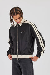 Contrast Collar Taping Jacket - Black