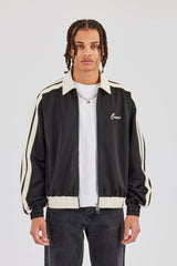 Contrast Collar Taping Jacket - Black