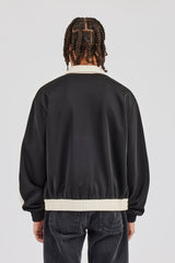 Contrast Collar Taping Jacket - Black