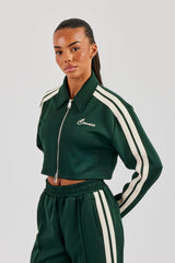 Taping Cropped Harrington Jacket - Bottle Green