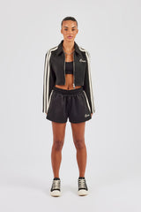Taping Cropped Harrington Jacket & Taping Short - Black