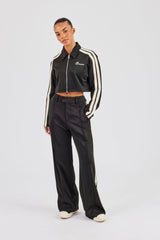 Cropped Harrington Taping Jacket & Tailored Trouser - Black
