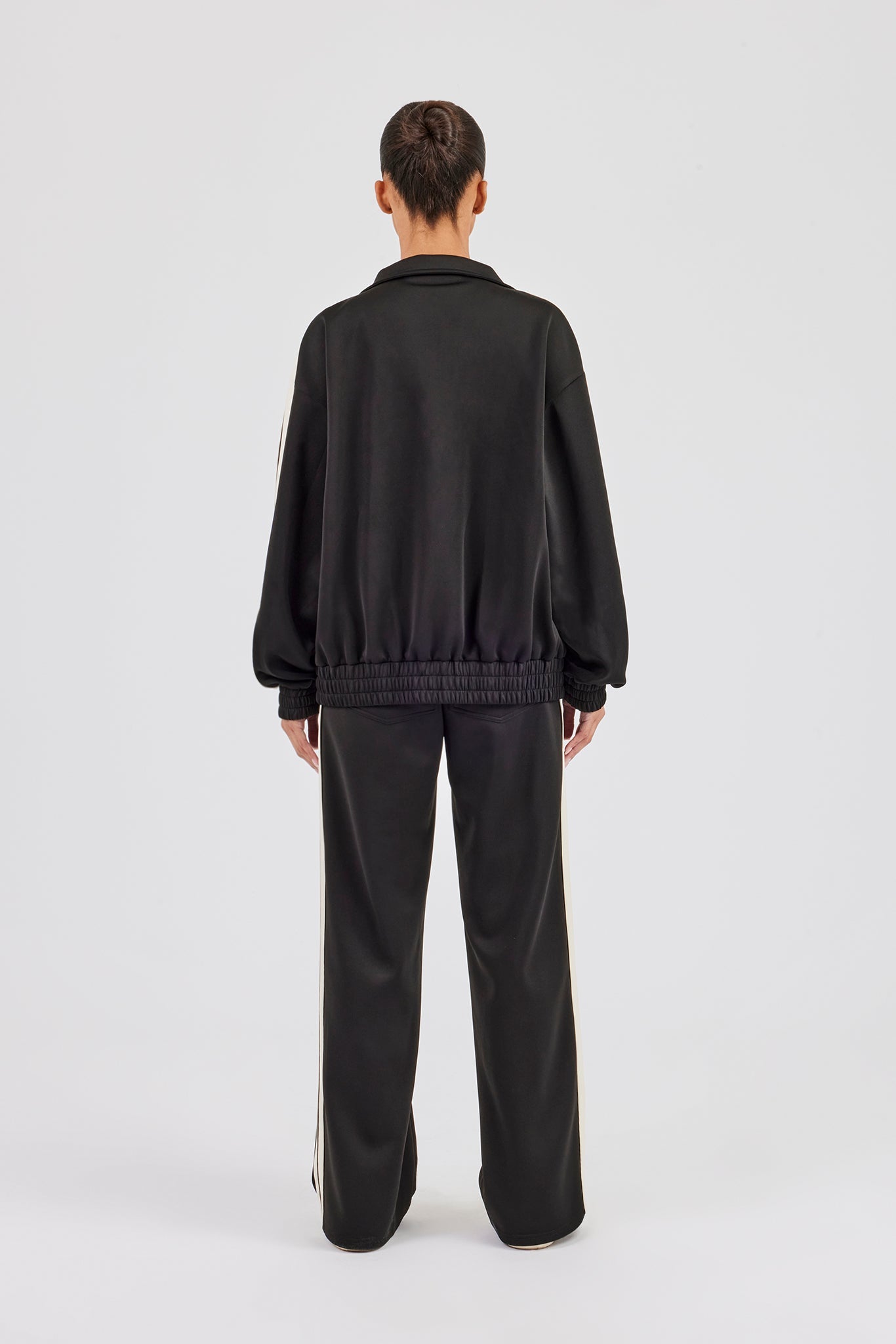 Funnel Neck Taping Jacket & Tailored Trouser - Black