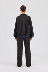 Funnel Neck Taping Jacket & Tailored Trouser - Black