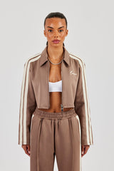 Taping Cropped Harrington Jacket - Taupe