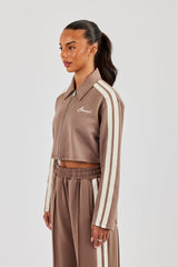 Taping Cropped Harrington Jacket - Taupe