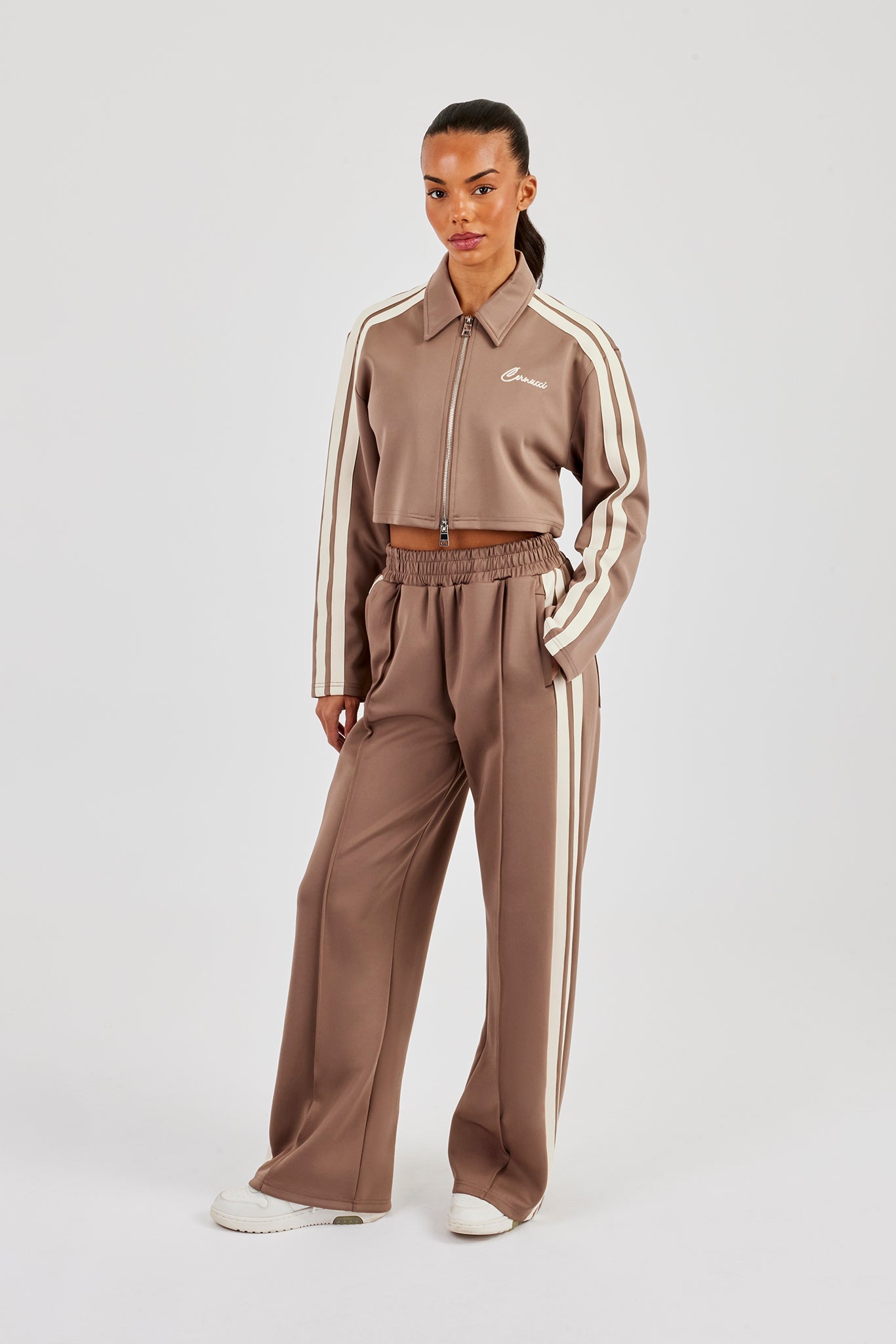 Taping Cropped Harrington Jacket - Taupe