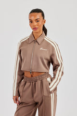 Taping Cropped Harrington Jacket - Taupe