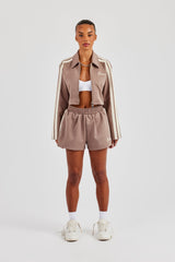 Taping Cropped Harrington Jacket & Short - Taupe
