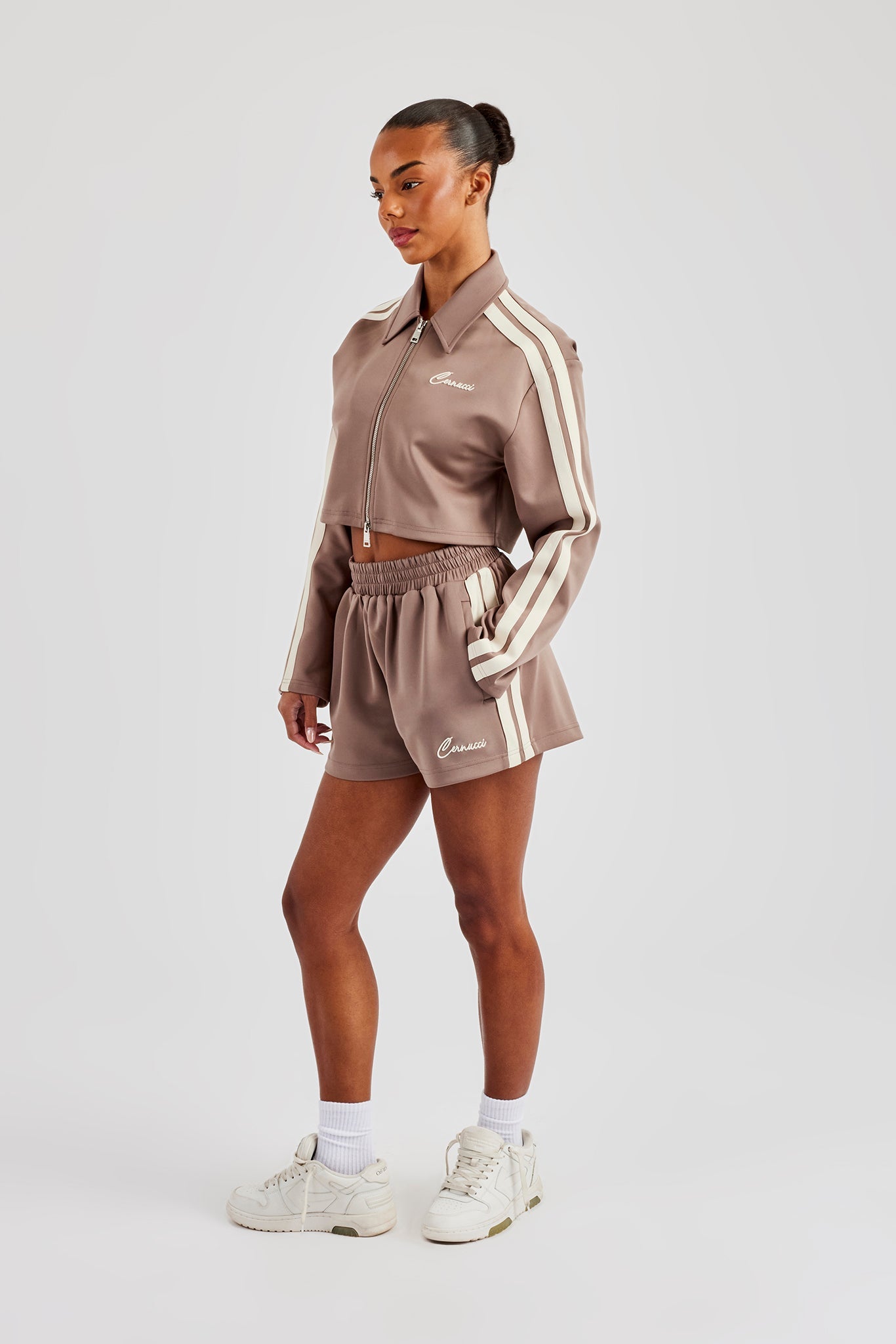 Taping Cropped Harrington Jacket & Short - Taupe