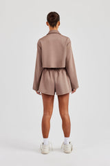 Taping Cropped Harrington Jacket & Short - Taupe