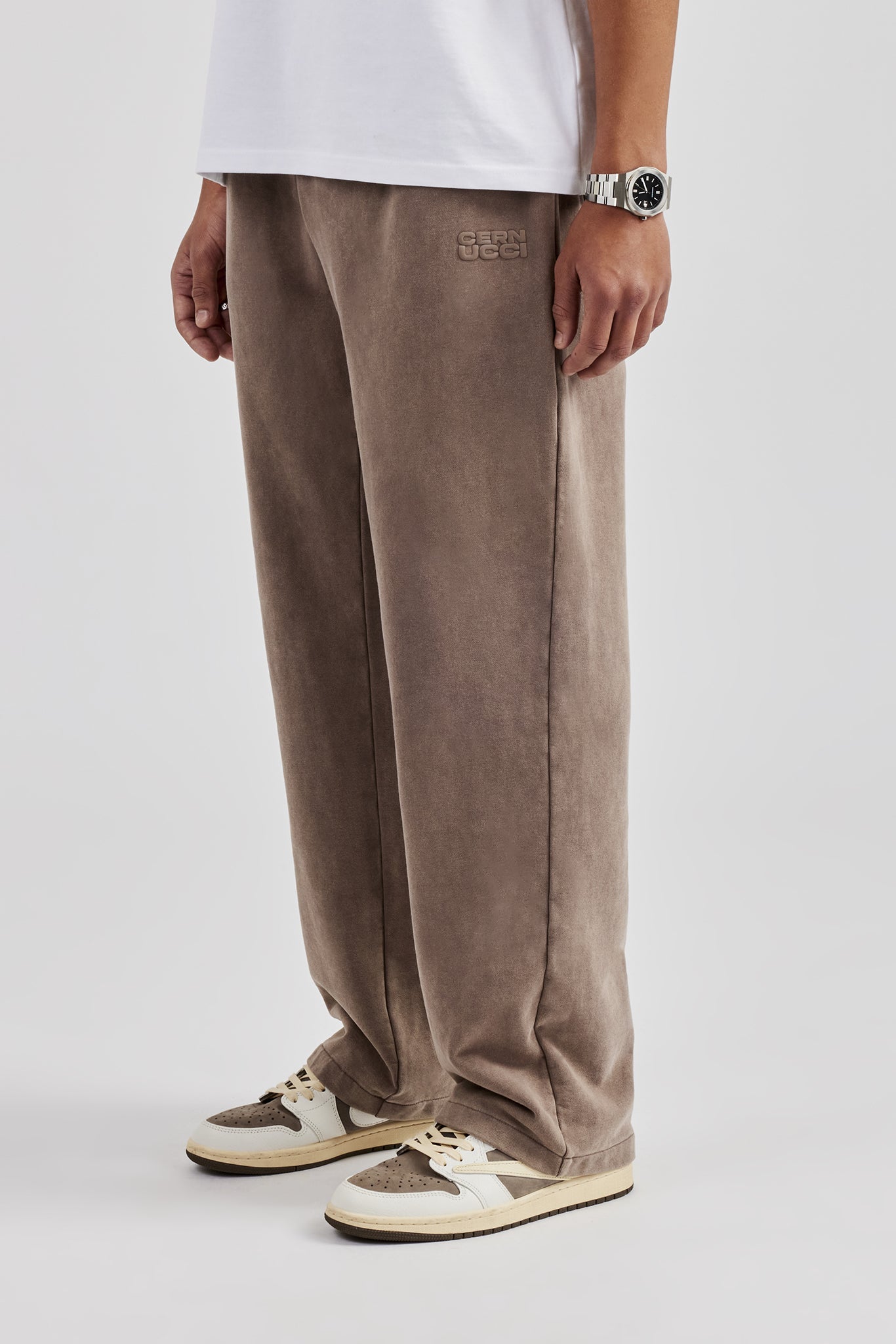 Gewaschene Jogginghose mit geradem Bein - Taupe