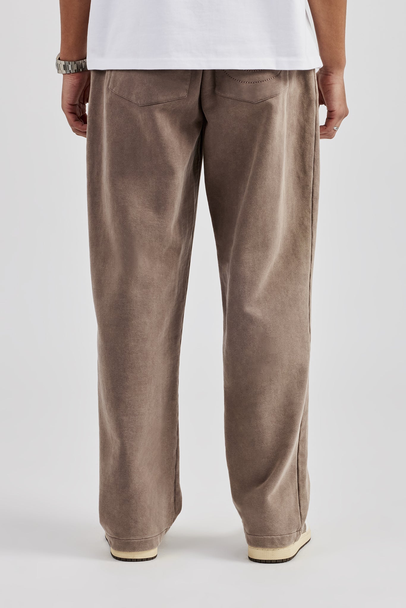 Gewaschene Jogginghose mit geradem Bein - Taupe