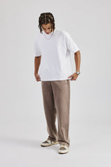 Gewaschene Jogginghose mit geradem Bein - Taupe